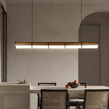 Modern wood and metal led pendant light for dining room
