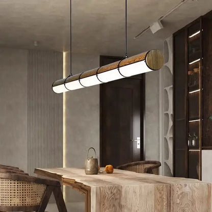 Modern wood and metal led pendant light for dining room