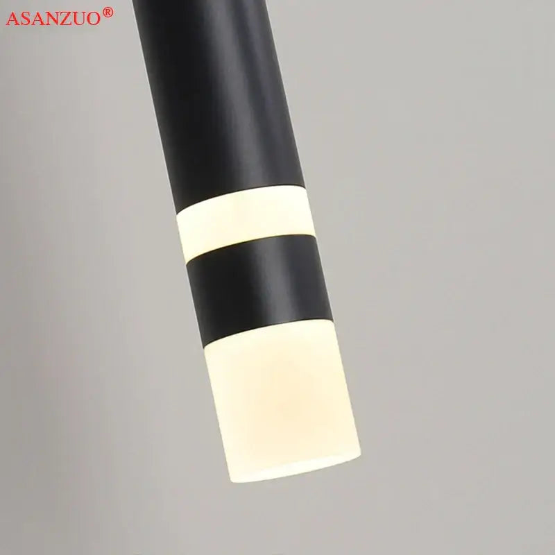 Modern minimalist gold led pendant light dining room cylindrical design