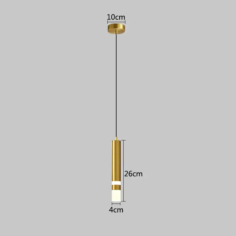 Modern minimalist gold led pendant light dining room cylindrical design