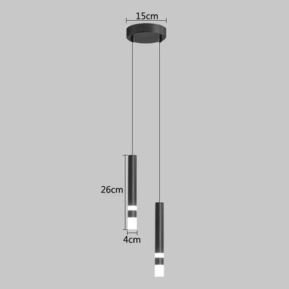Modern minimalist gold led pendant light dining room cylindrical design