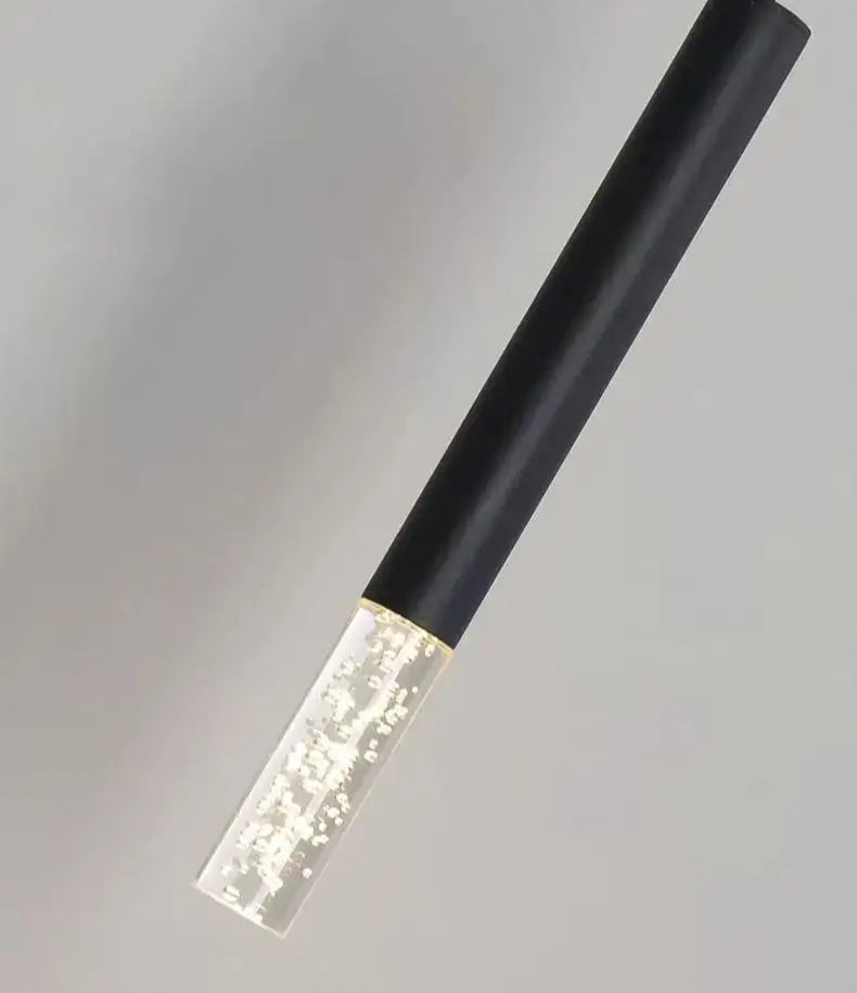 Modern black led pendant light for bedroom with frosted glass