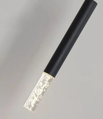 Modern black led pendant light for bedroom with frosted glass