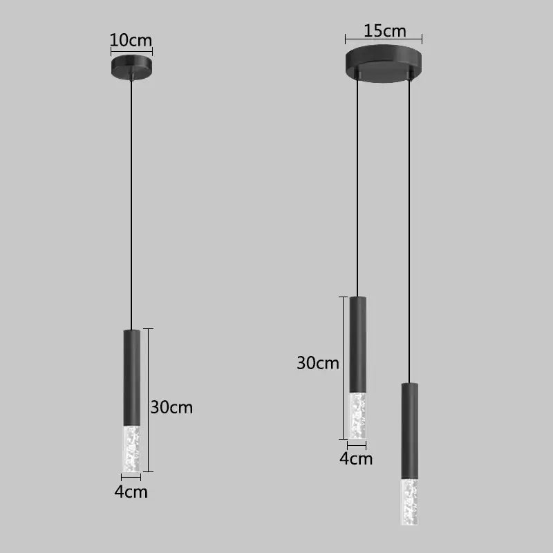 Modern black led pendant light for bedroom with frosted glass