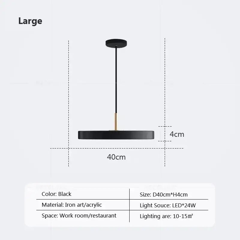 Minimalist cream navy & black led pendant light for dining room