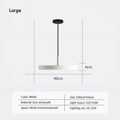Minimalist cream navy & black led pendant light for dining room