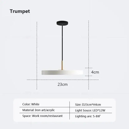 Minimalist cream navy & black led pendant light for dining room