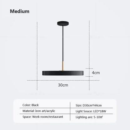 Minimalist cream navy & black led pendant light for dining room