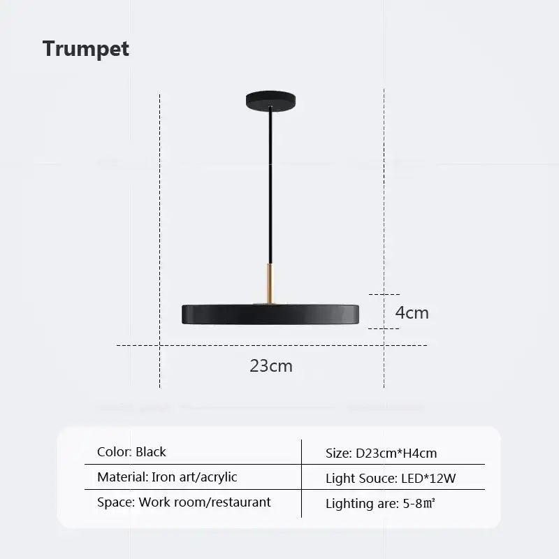 Minimalist cream navy & black led pendant light for dining room