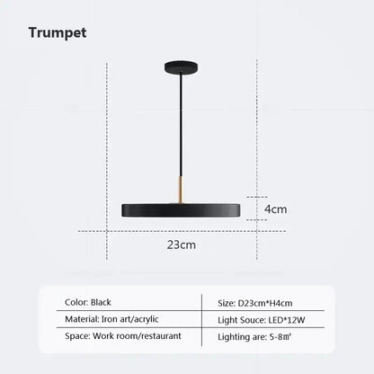 Minimalist cream navy & black led pendant light for dining room