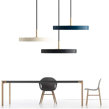 Minimalist cream navy & black led pendant light for dining room