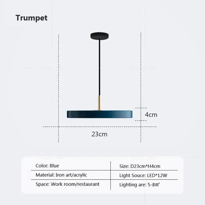 Minimalist cream navy & black led pendant light for dining room