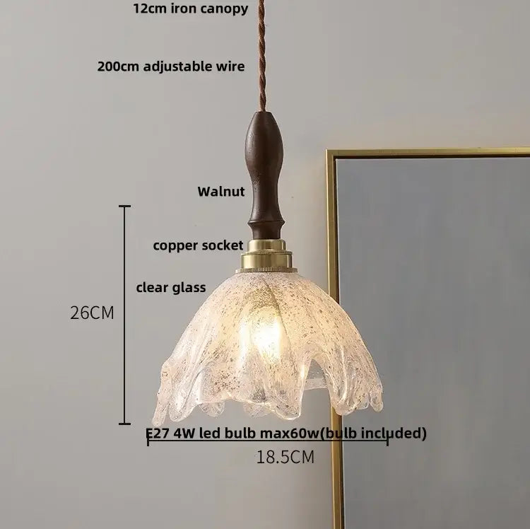 Japan style walnut and white glass led pendant light dining room
