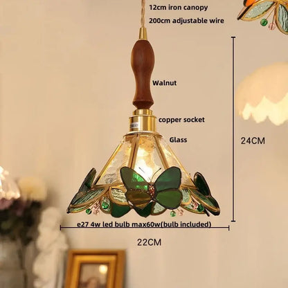 Japan style walnut and white glass led pendant light dining room