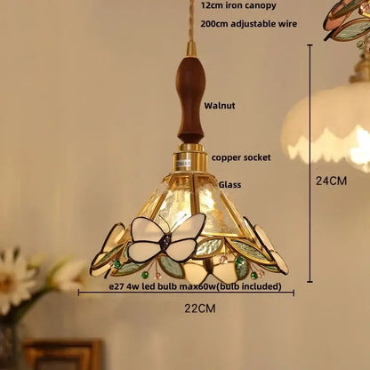 Japan style walnut and white glass led pendant light dining room