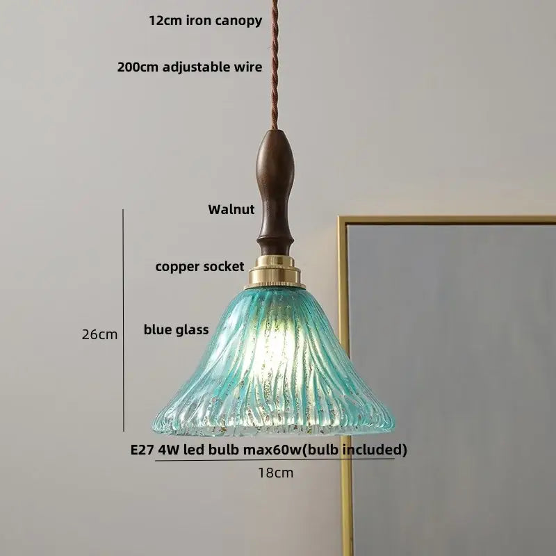 Japan style walnut and white glass led pendant light dining room