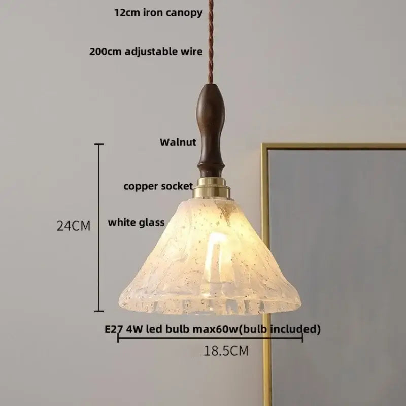 Japan style walnut and white glass led pendant light dining room