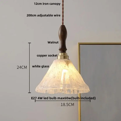 Japan style walnut and white glass led pendant light dining room