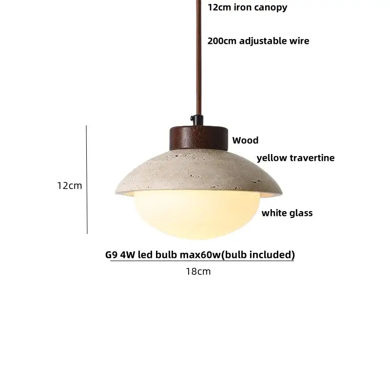 Minimalist beige concrete and wood led pendant light dining room