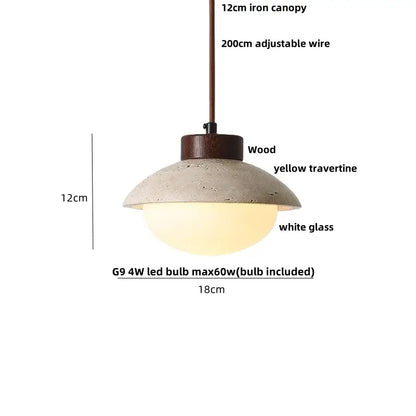 Minimalist beige concrete and wood led pendant light dining room