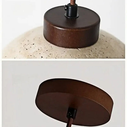 Minimalist beige concrete and wood led pendant light dining room