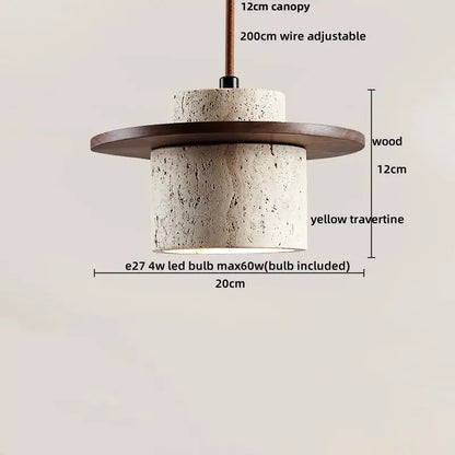 Minimalist beige concrete and wood led pendant light dining room