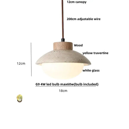 Minimalist beige concrete and wood led pendant light dining room