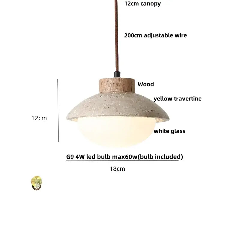 Minimalist beige concrete and wood led pendant light dining room
