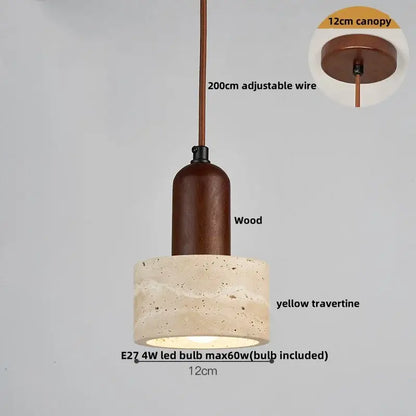 Minimalist beige concrete and wood led pendant light dining room