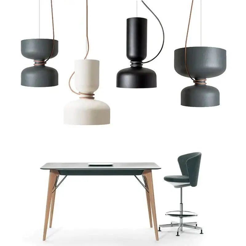 Modern minimalist black & off-white led pendant light for bedroom