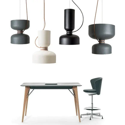 Modern minimalist black & off-white led pendant light for bedroom