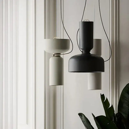 Modern minimalist black & off-white led pendant light for bedroom