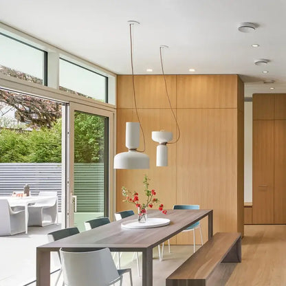 Modern minimalist black & off-white led pendant light for bedroom