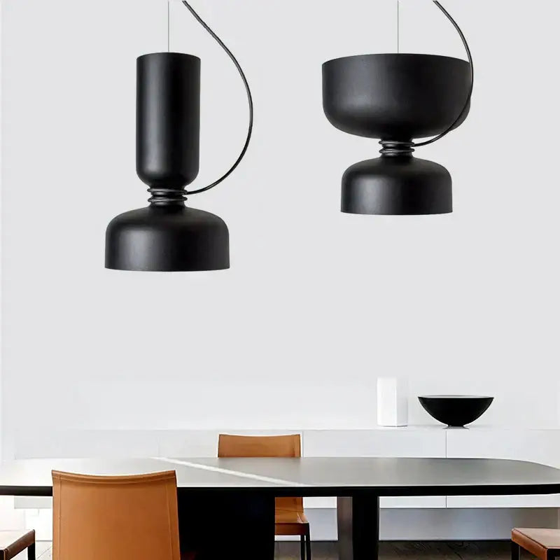 Modern minimalist black & off-white led pendant light for bedroom