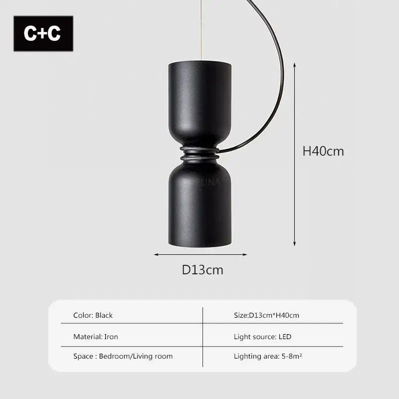 Modern minimalist black & off-white led pendant light for bedroom