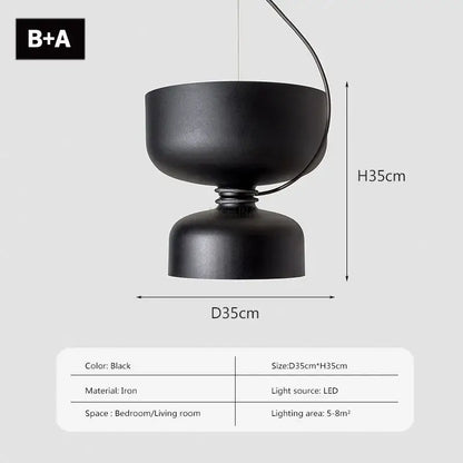 Modern minimalist black & off-white led pendant light for bedroom