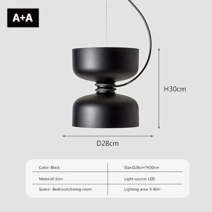 Modern minimalist black & off-white led pendant light for bedroom