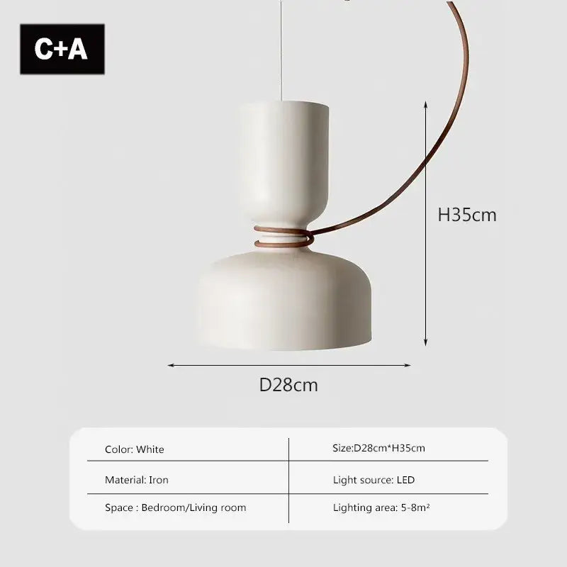 Modern minimalist black & off-white led pendant light for bedroom