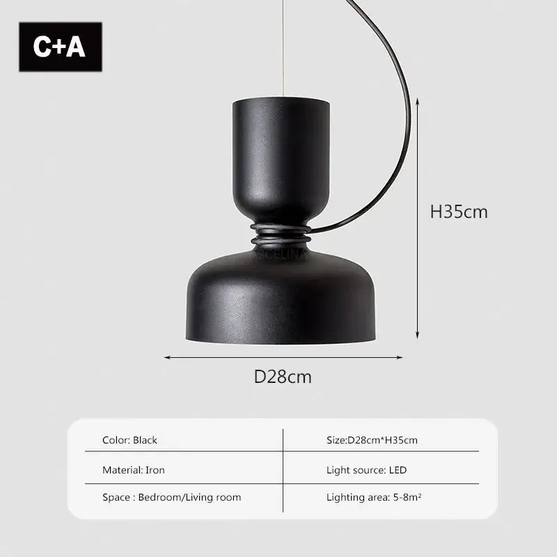 Modern minimalist black & off-white led pendant light for bedroom