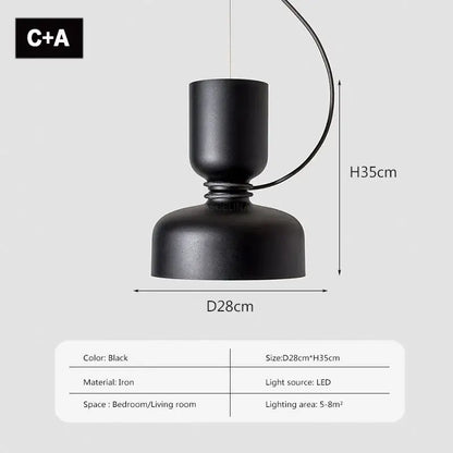 Modern minimalist black & off-white led pendant light for bedroom