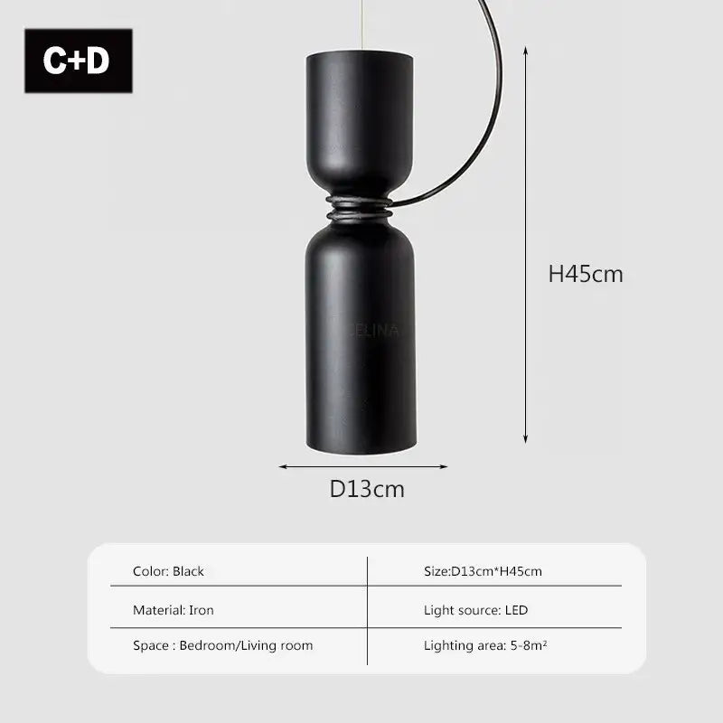 Modern minimalist black & off-white led pendant light for bedroom