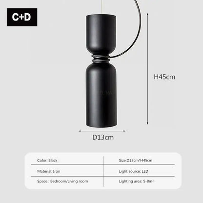 Modern minimalist black & off-white led pendant light for bedroom