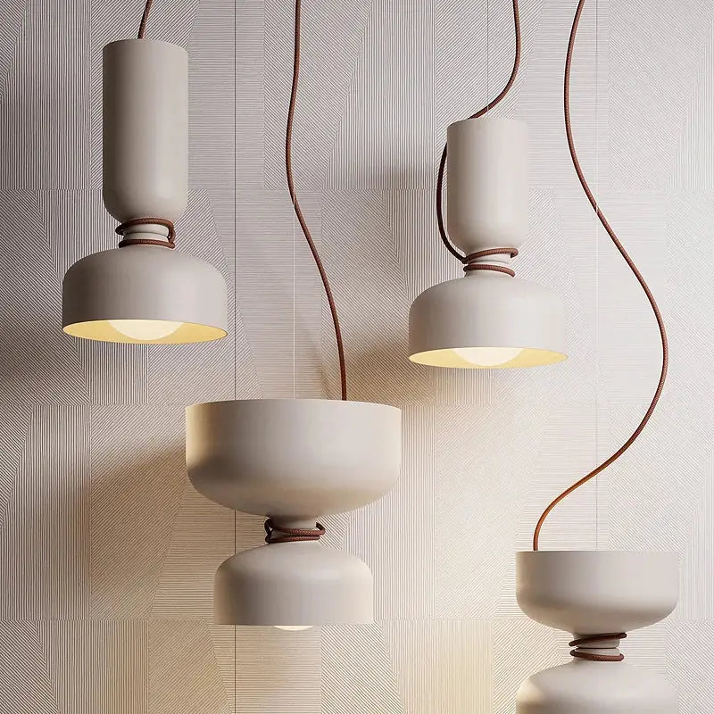 Modern minimalist black & off-white led pendant light for bedroom