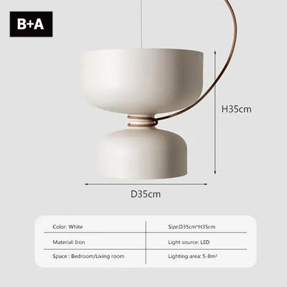 Modern minimalist black & off-white led pendant light for bedroom