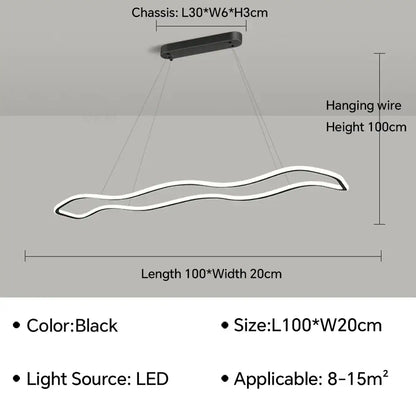 Modern gold wave led pendant light dining room chandelier