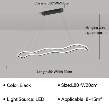 Modern gold wave led pendant light dining room chandelier