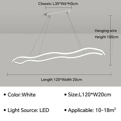 Modern gold wave led pendant light dining room chandelier