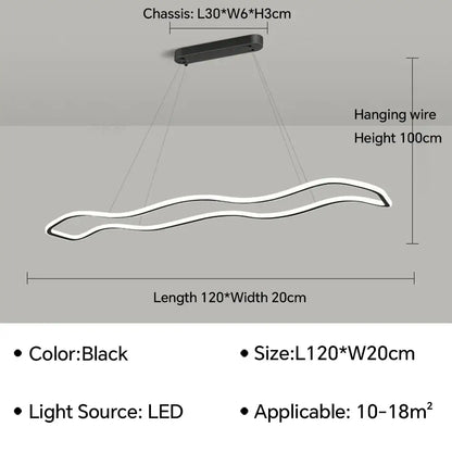 Modern gold wave led pendant light dining room chandelier