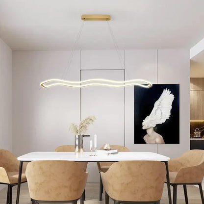 Modern gold wave led pendant light dining room chandelier