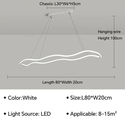 Modern gold wave led pendant light dining room chandelier